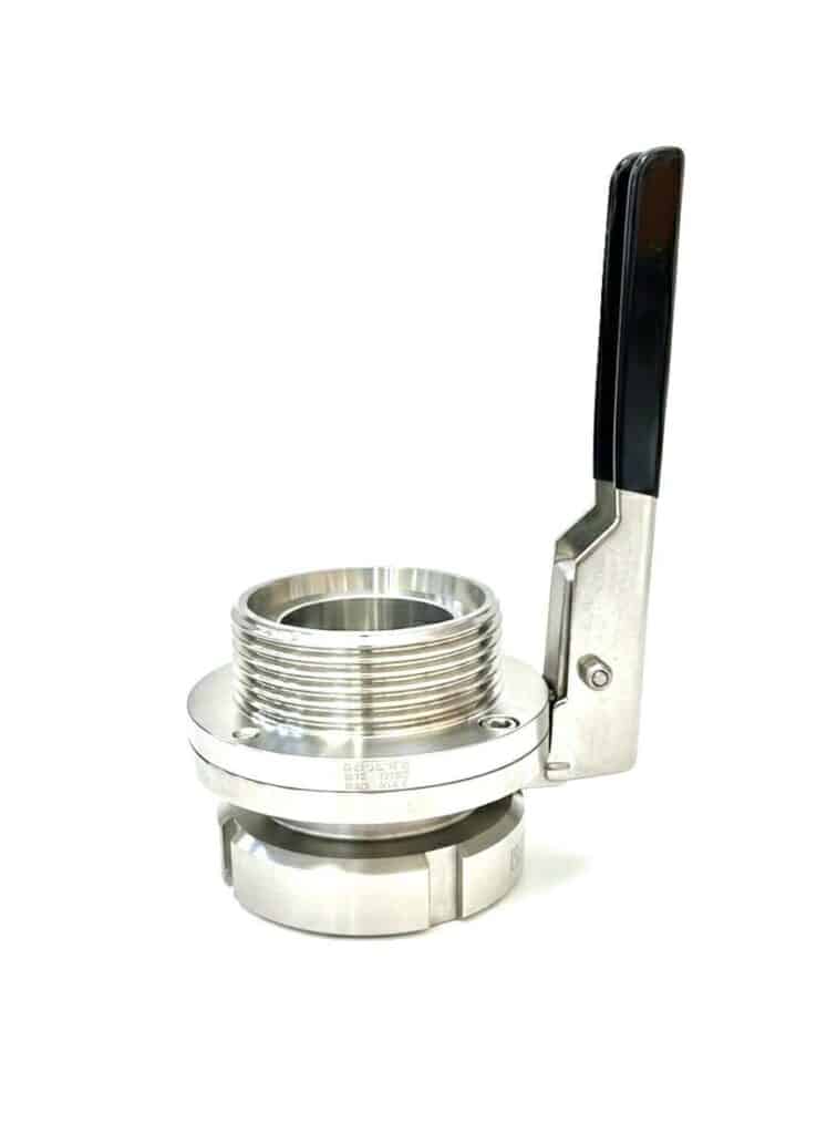 Raccord de tuyauterie rapide en acier inoxydable avec filetage mâle et levier de verrouillage noir. Inscription : 'GEBLICA Q.10 010 DTSS Q10 A1.Z'.